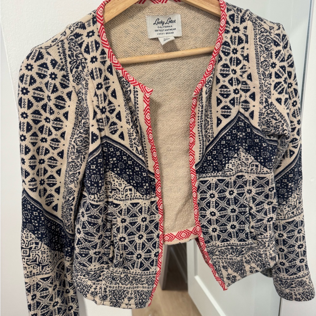 Ruby Rose Navy And Beige Patterned Jacket